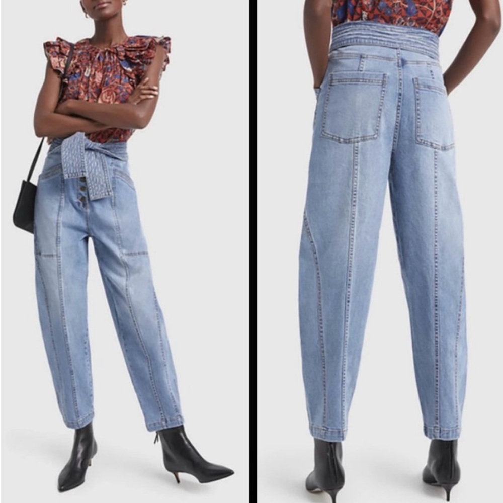 Ulla Johnson  Otto Jean Mid Wash Tie Front Button Fly High Rise